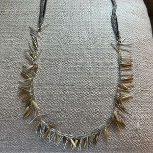 Stella & Dot Freya Fringe necklace  multi strand Mixed Metals